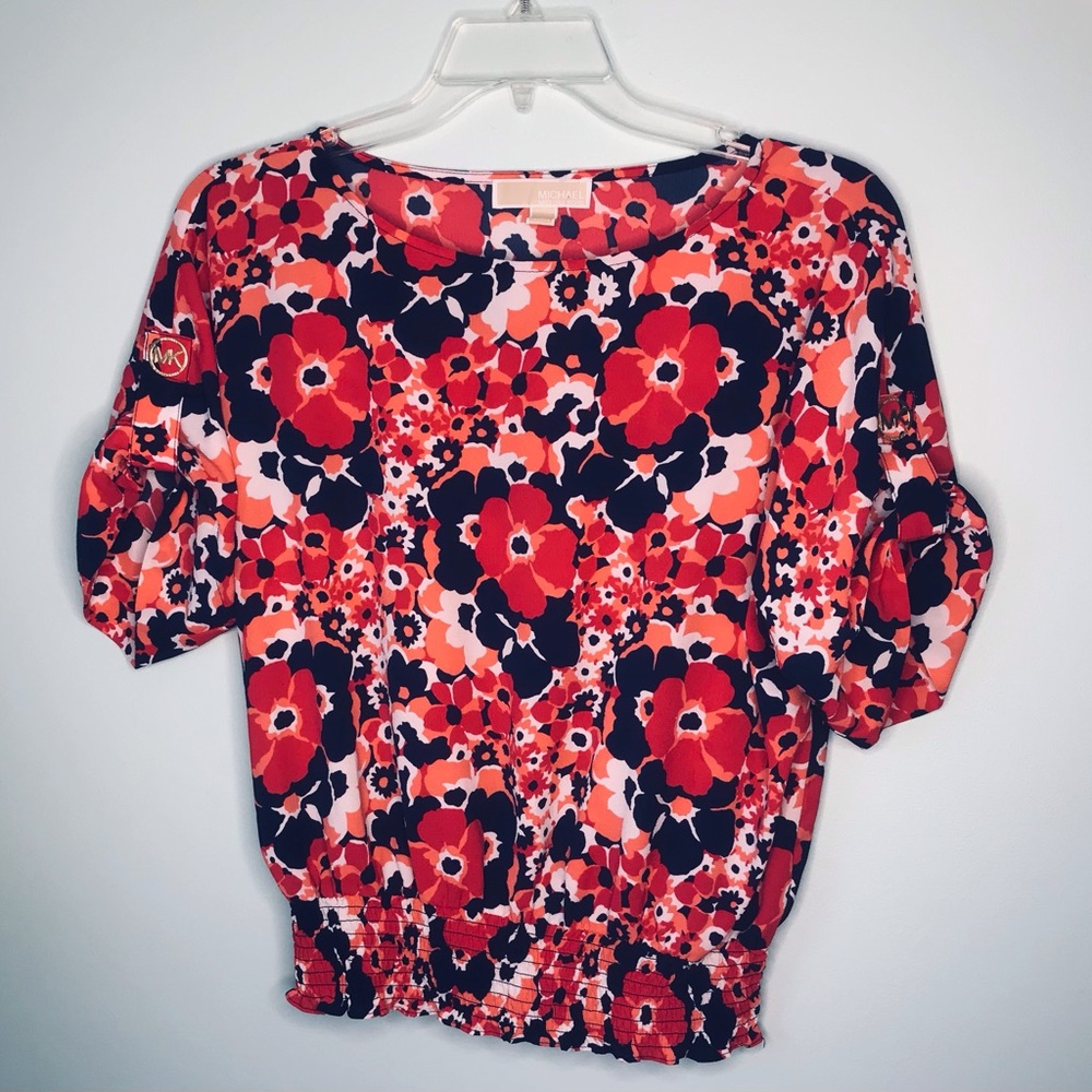🌸 Michael Michael Kors Floral Smocked Blouse | Size Large 🌸